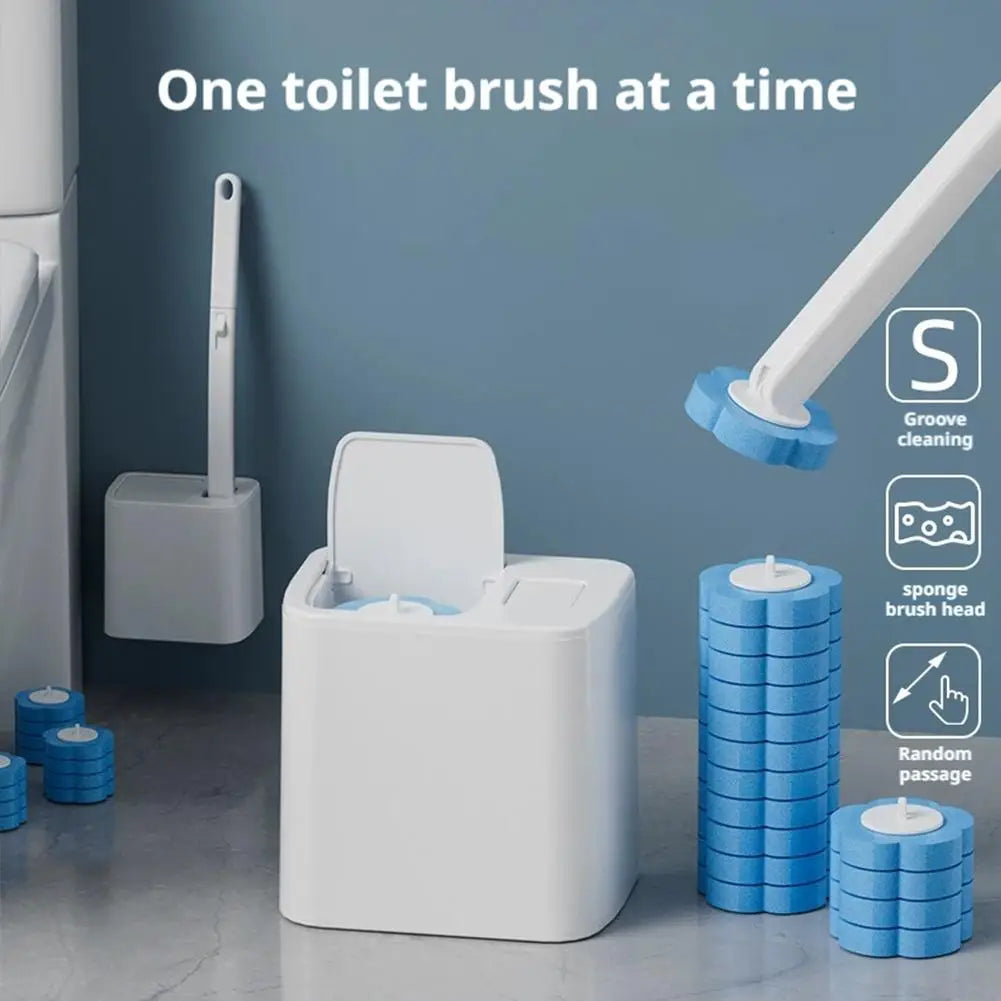 Disposable-Head Toilet Brush Set