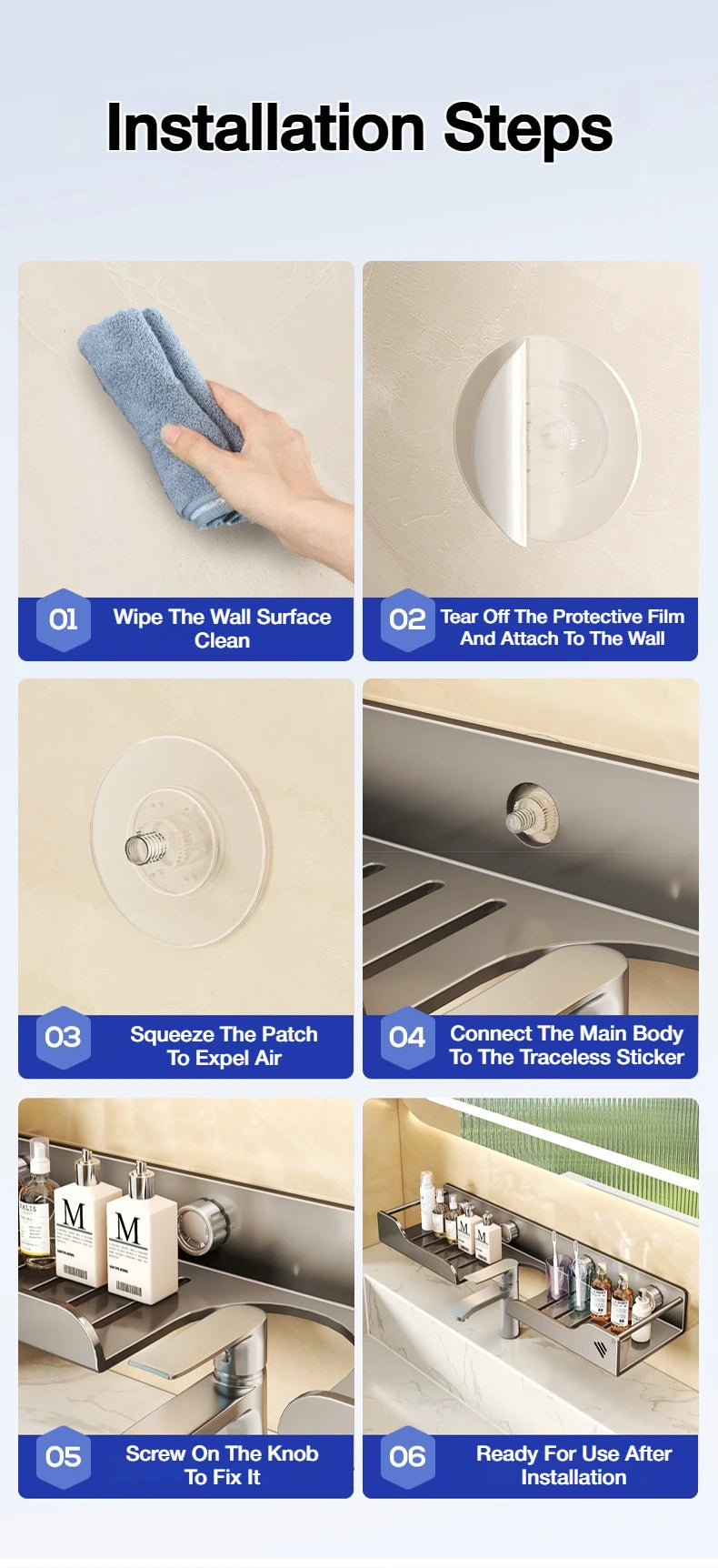 Sink & Faucet Storage Shelf