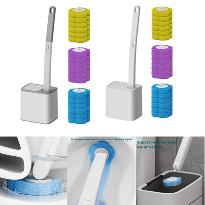 Disposable-Head Toilet Brush Set