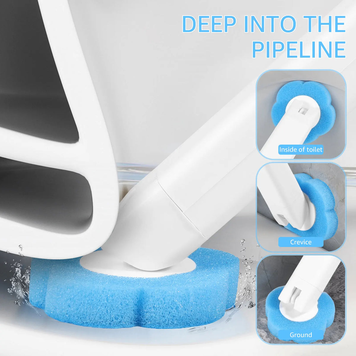 Disposable-Head Toilet Brush Set