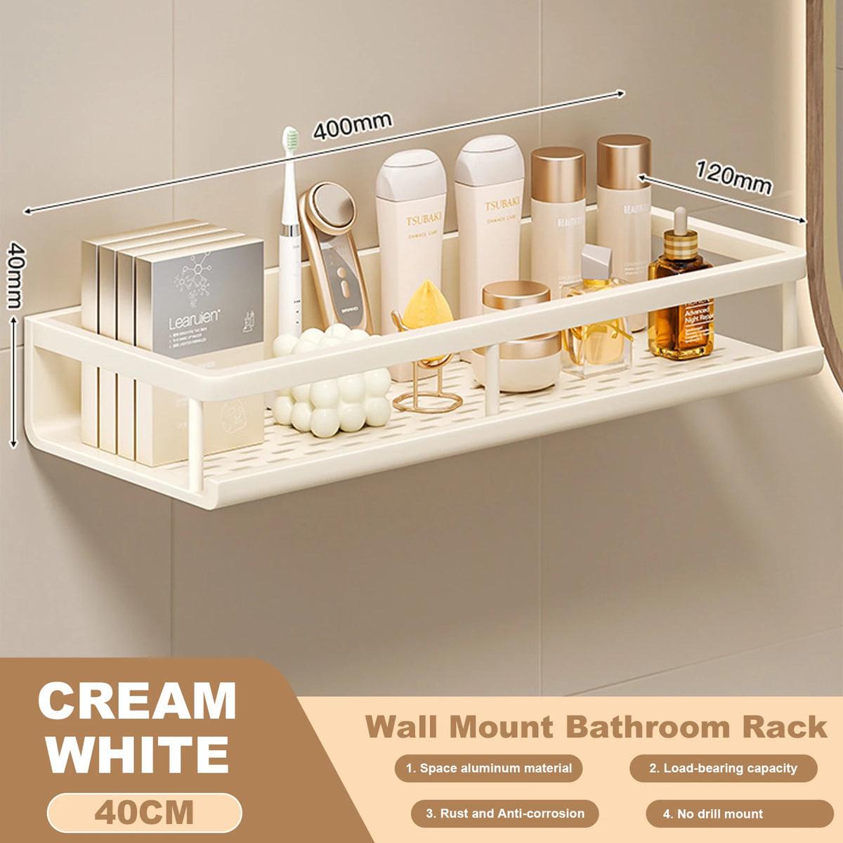 No-Drill Bathroom Storage Shelf