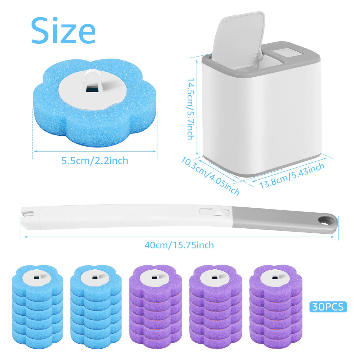 Disposable-Head Toilet Brush Set