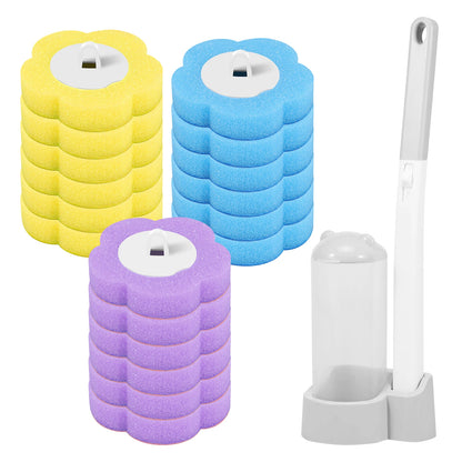 Disposable-Head Toilet Brush Set