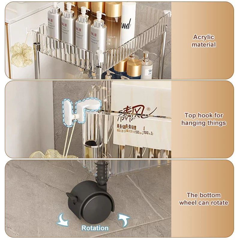 Slim Rolling Storage Trolley
