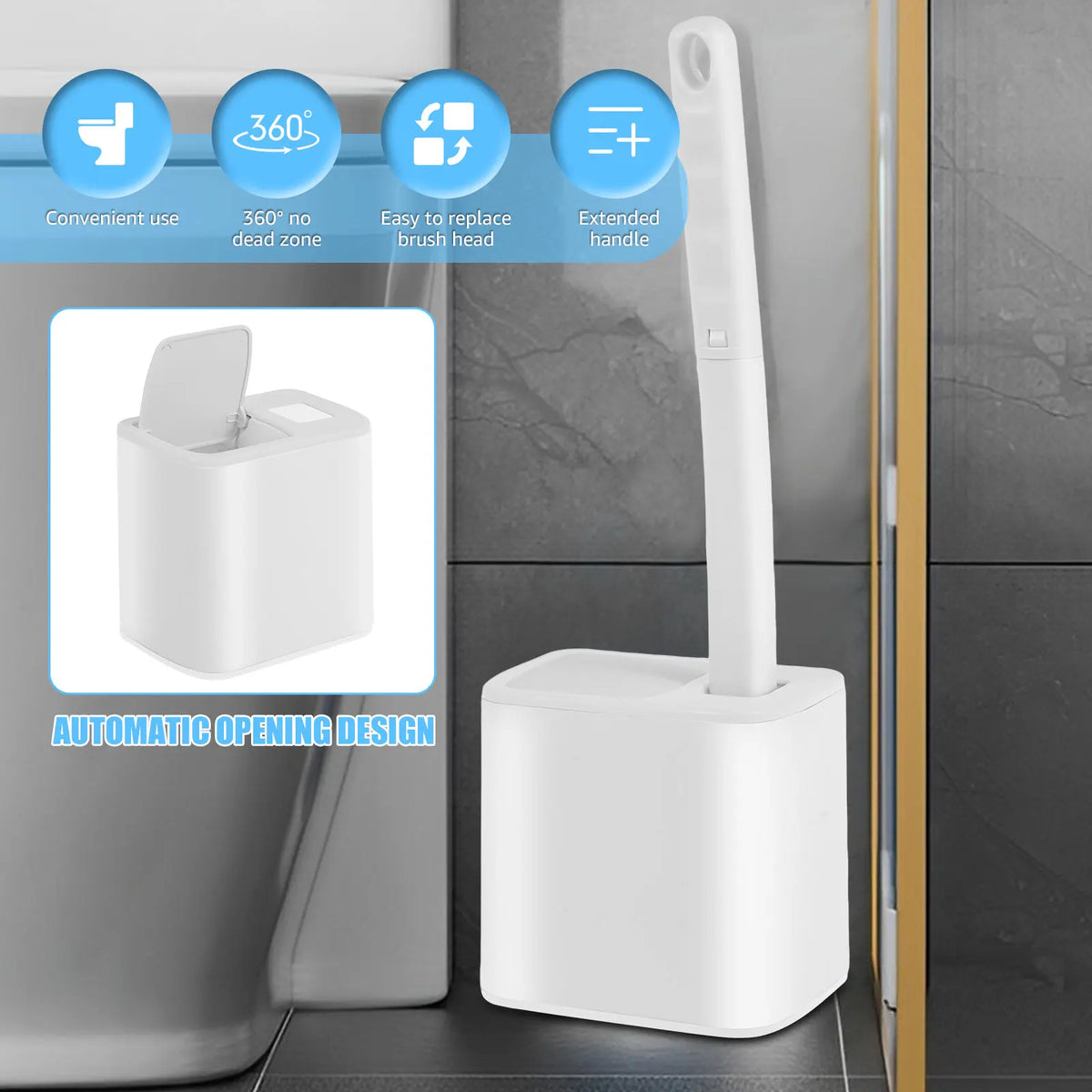 Disposable-Head Toilet Brush Set