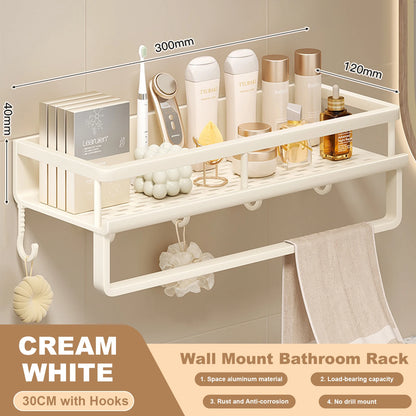 No-Drill Bathroom Storage Shelf