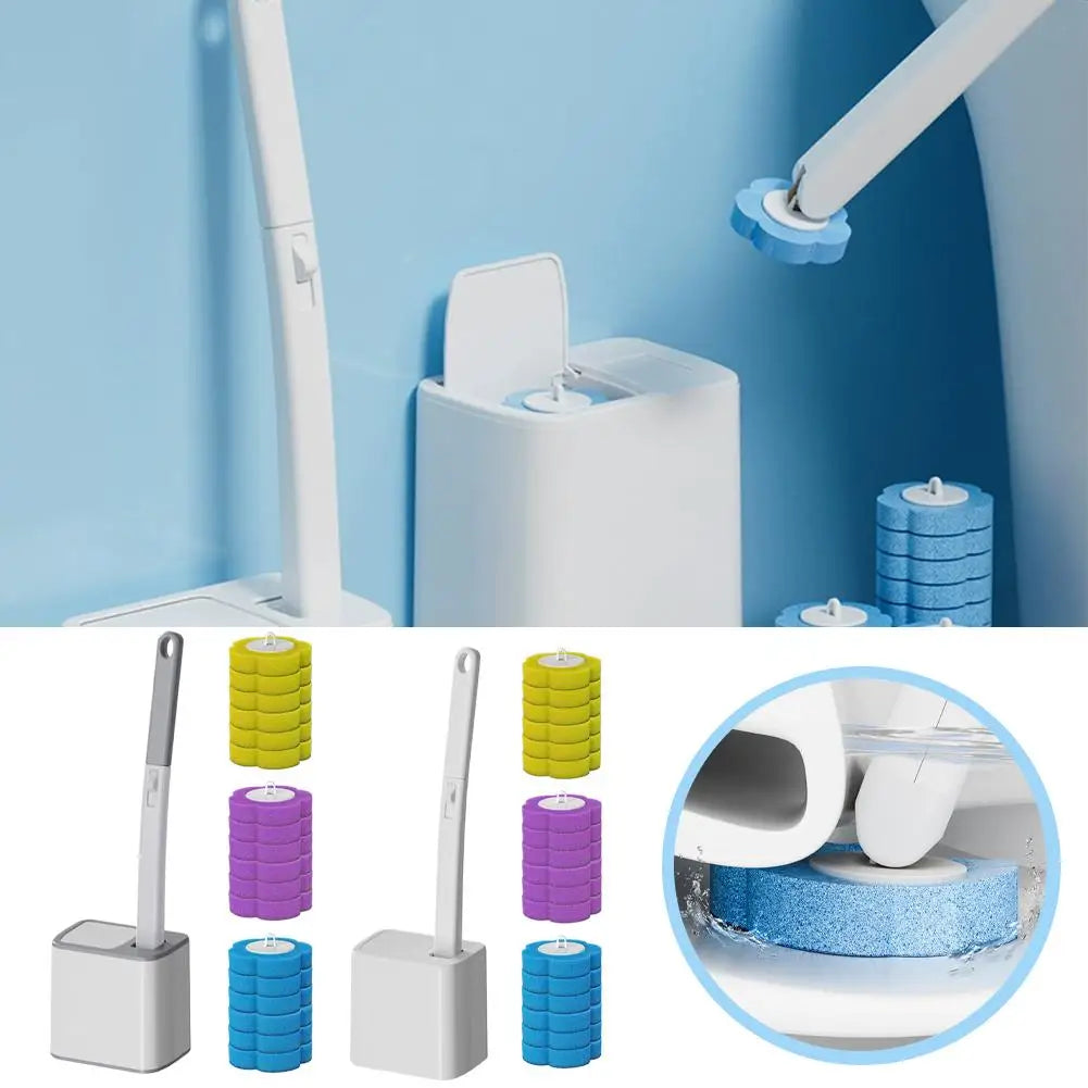 Disposable-Head Toilet Brush Set