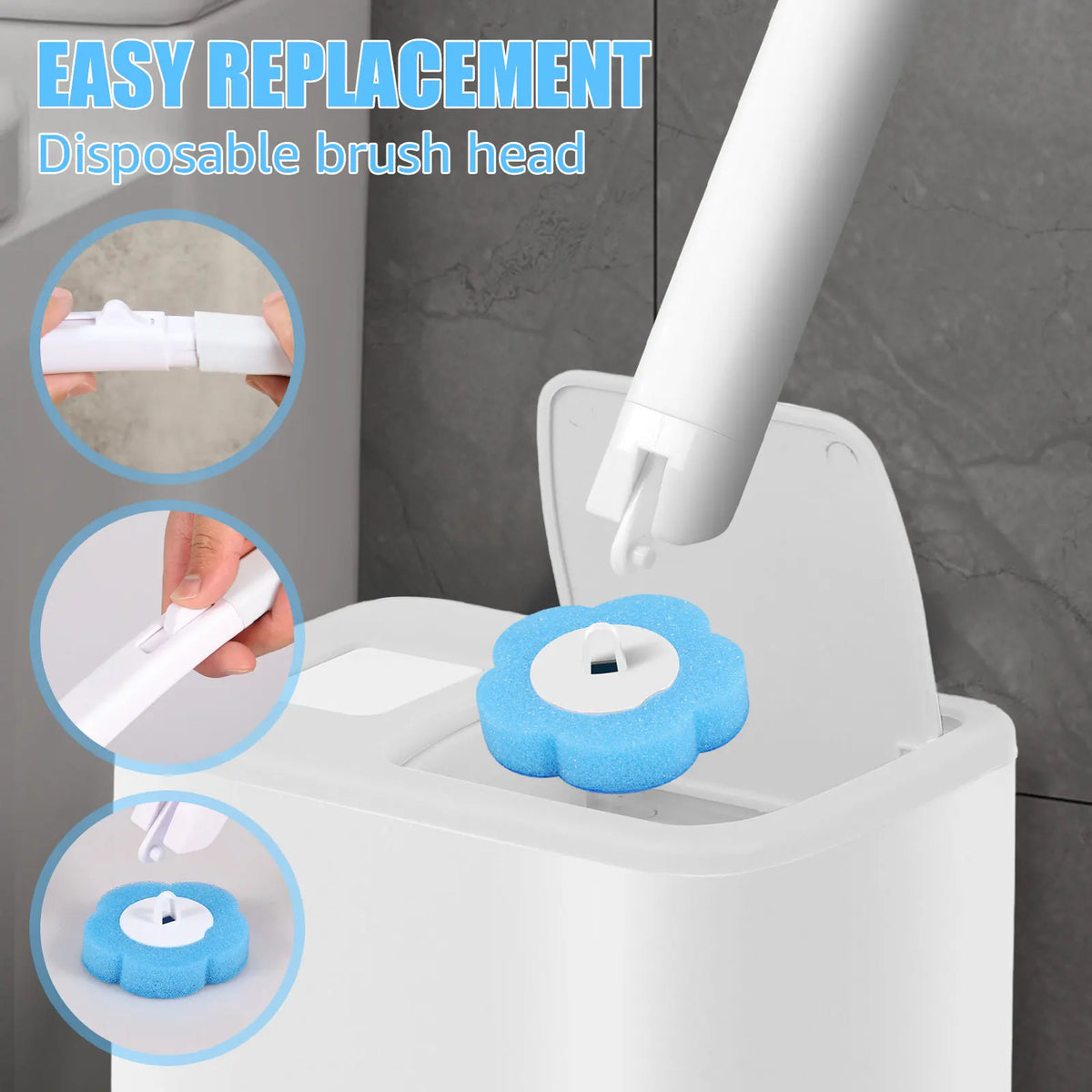 Disposable-Head Toilet Brush Set