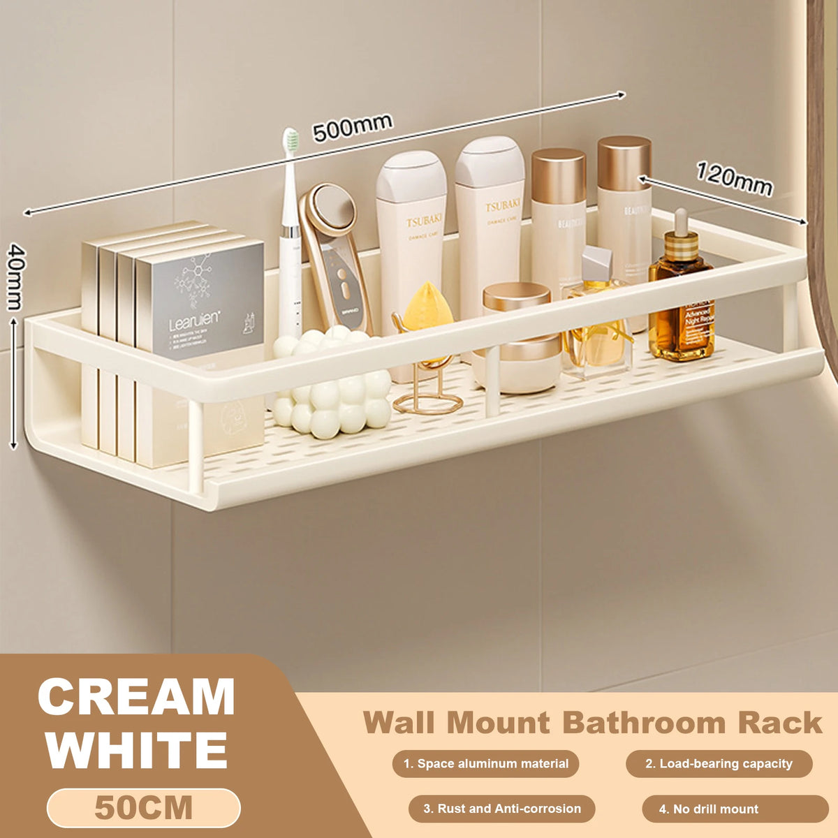 No-Drill Bathroom Storage Shelf