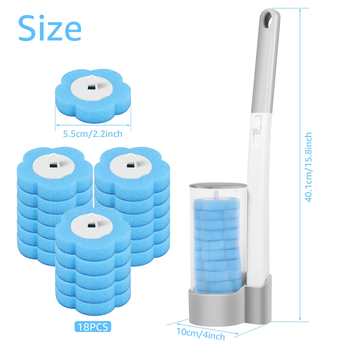 Disposable-Head Toilet Brush Set