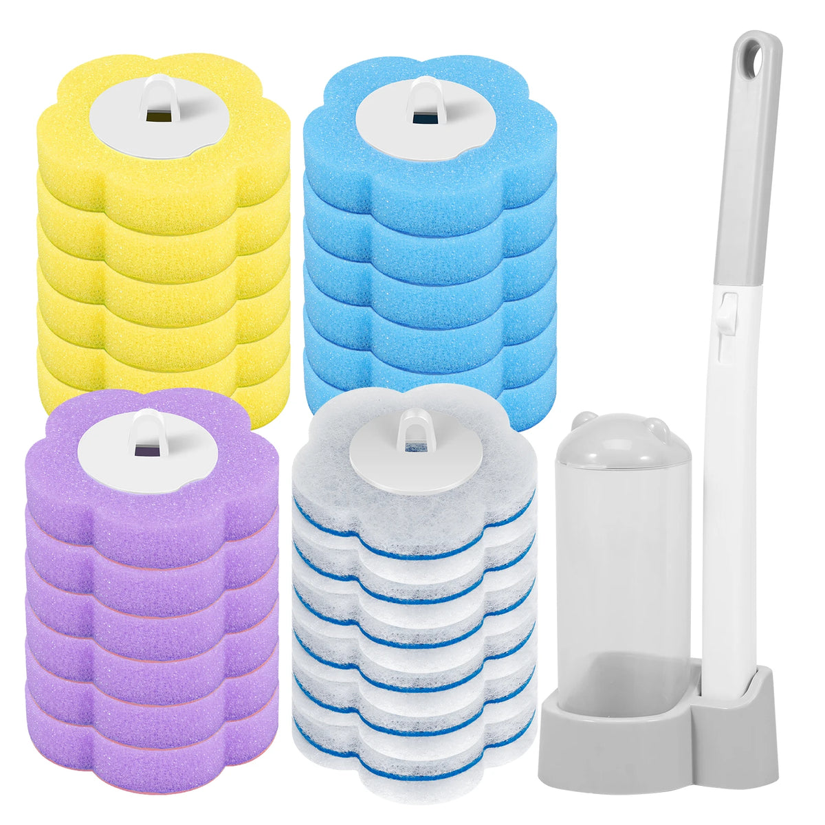 Disposable-Head Toilet Brush Set