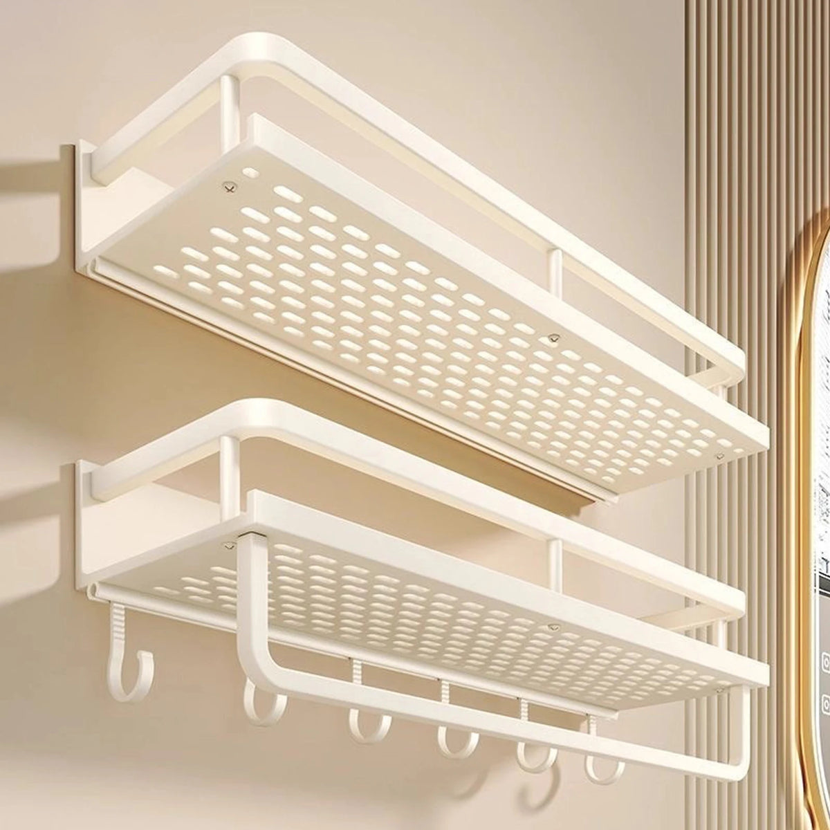 No-Drill Bathroom Storage Shelf
