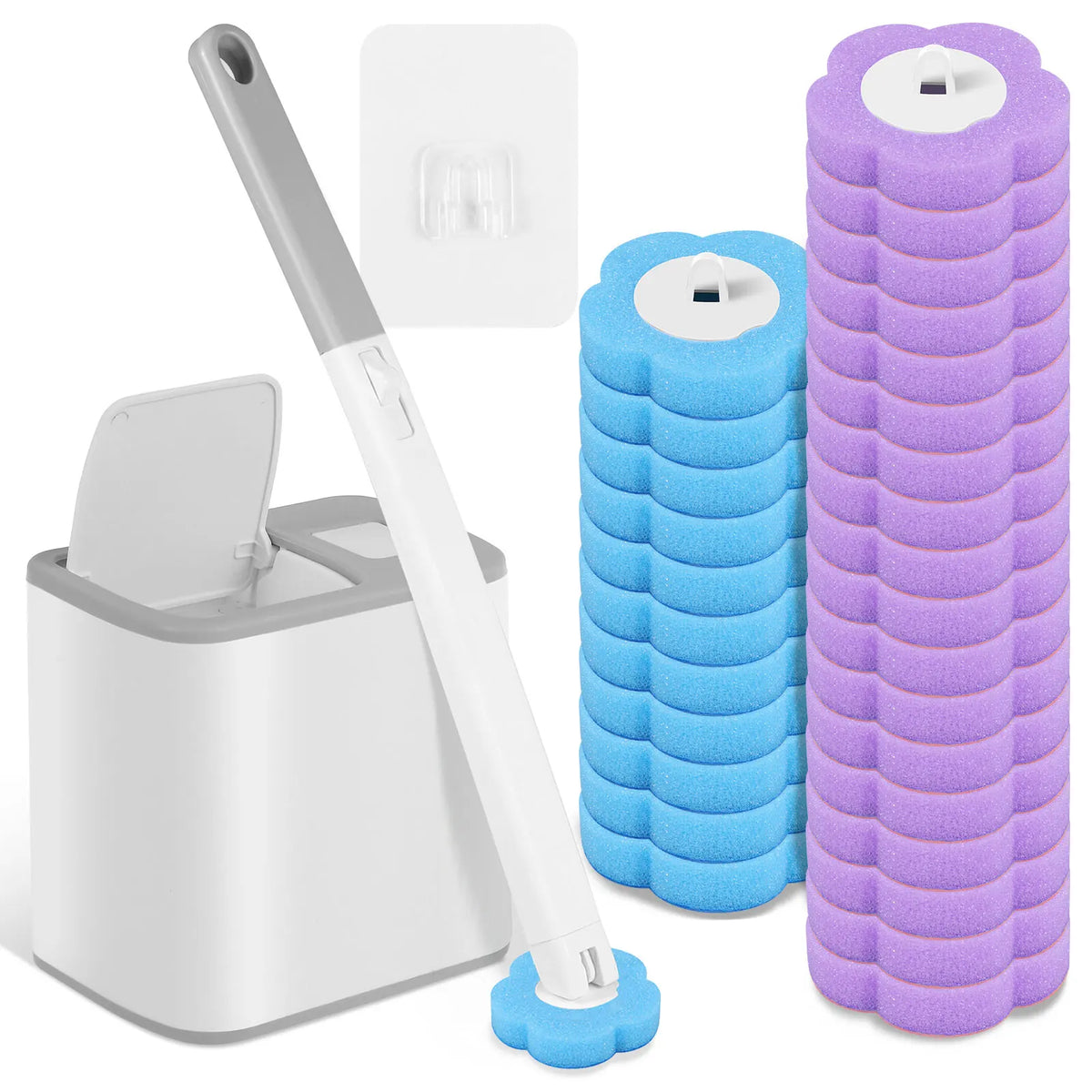 Disposable-Head Toilet Brush Set