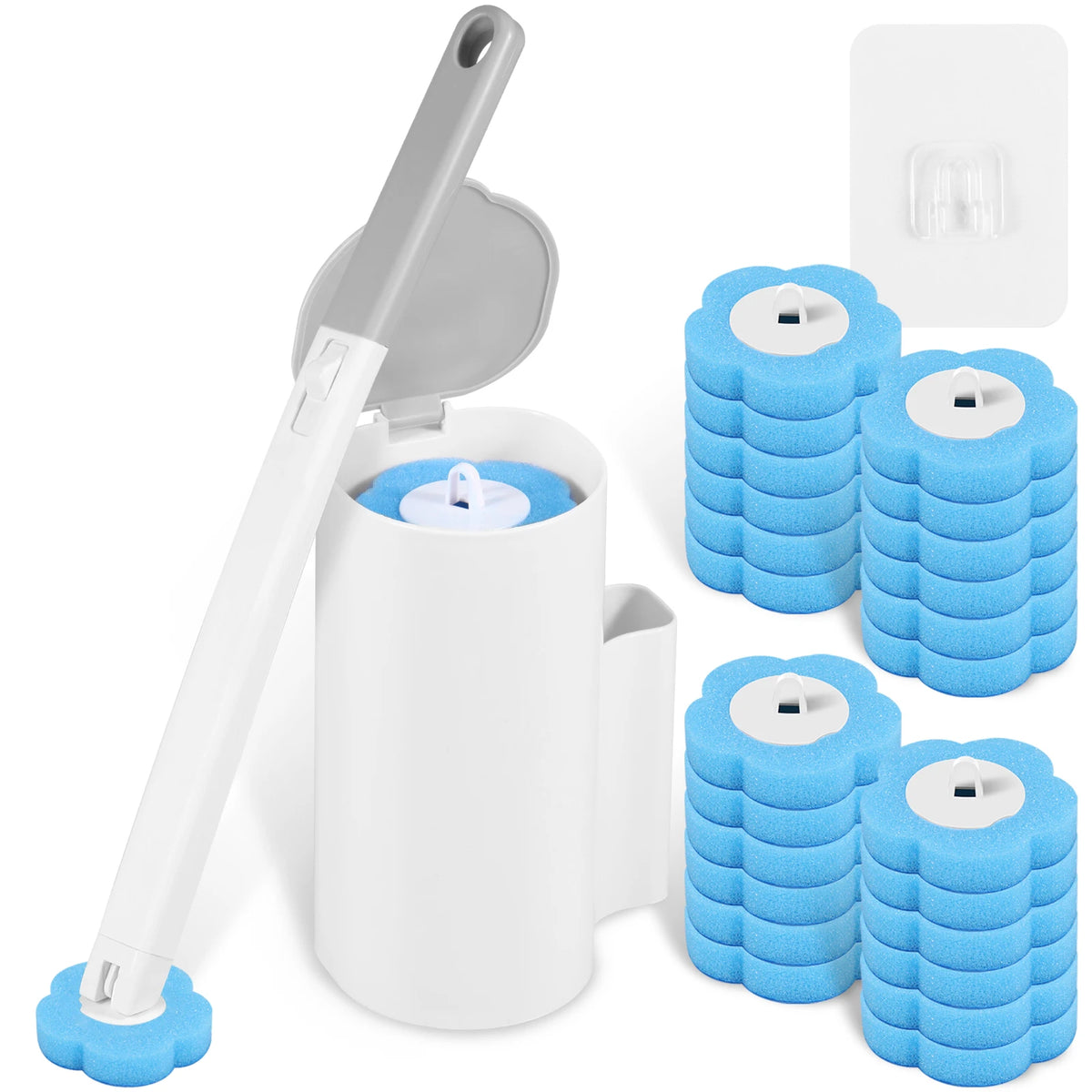 Disposable-Head Toilet Brush Set