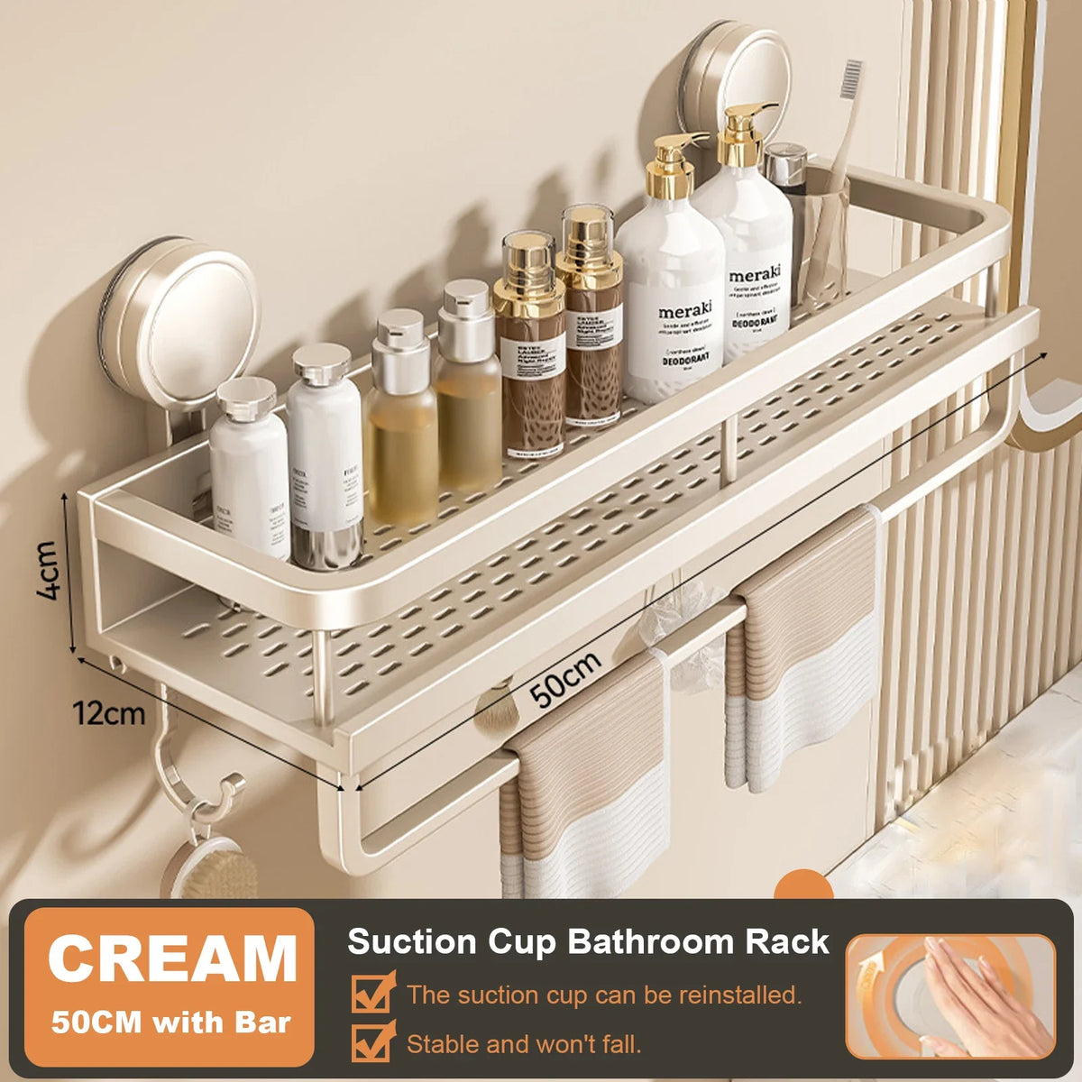 Suction-Mount Bathroom Shelf
