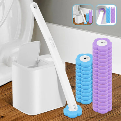 Disposable-Head Toilet Brush Set